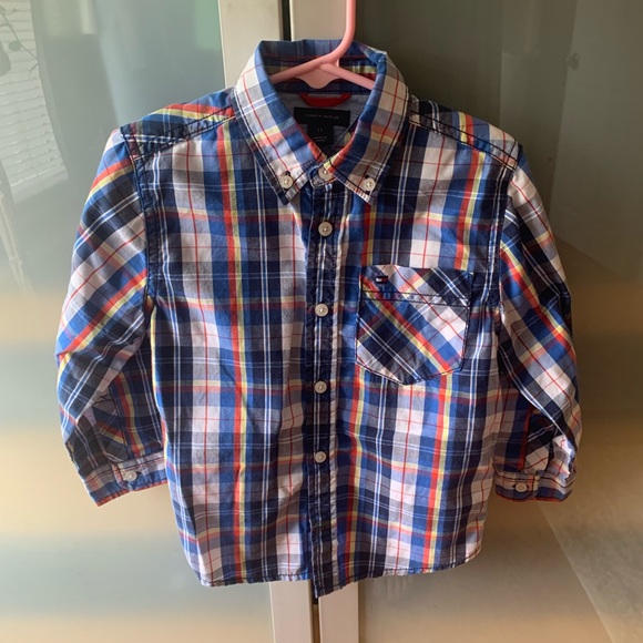 Plaid Print Tommy Hilfiger Button Down Collared Shirt - Picture 1 of 3